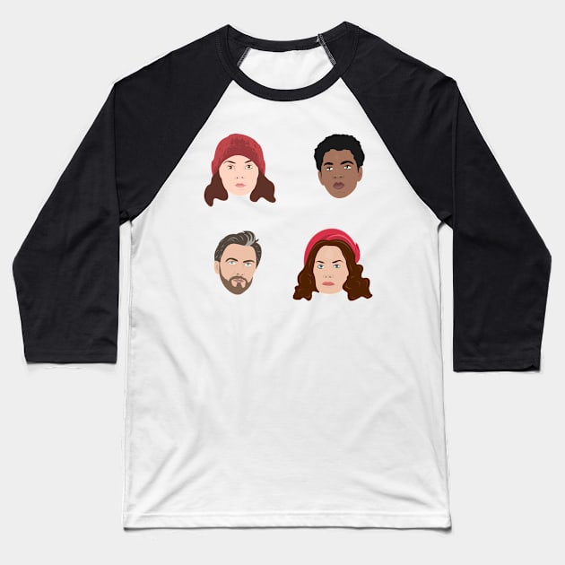 Lyra, Will, Mrs Coulter and Lord Asriel Baseball T-Shirt by MorvernDesigns